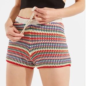 Urban Outfitters Rainbow Tie-Front Crochet Shorts